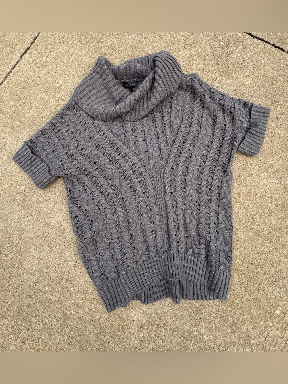 The Limited Gray Cable Knit Short-Sleeve Turtleneck